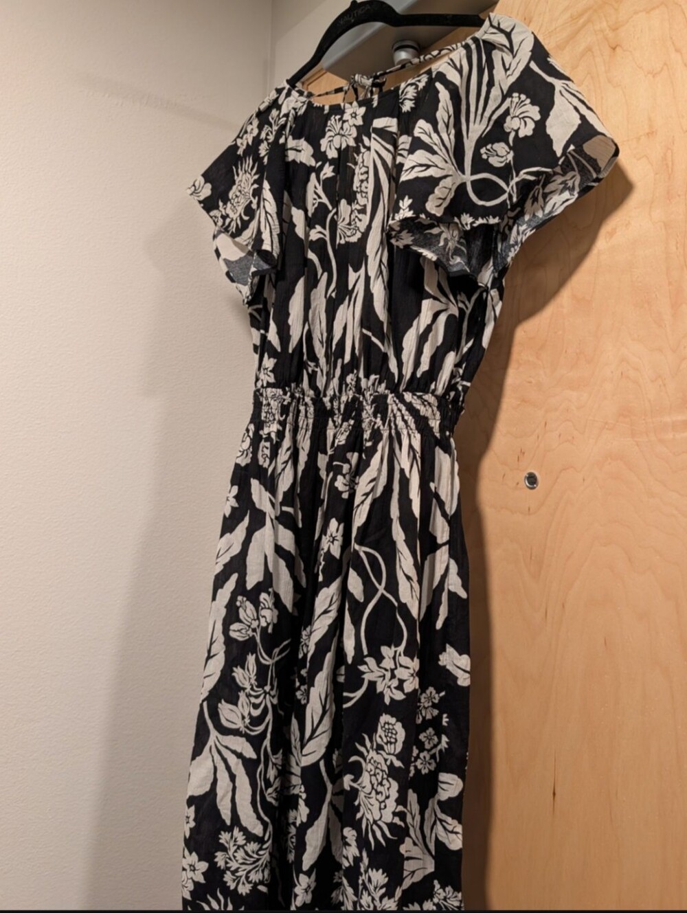 H&M Black and White Floral Midi Dress